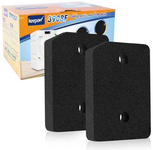 KEEPOW 2 Stück Filter für Miele T1 9164761 Trockner Wärmepumpentrockner, Schwammfilter Filtermatte - Schaumstoff Schaumfilter Sponge für Miele T1 Trockner Filter, 207 * 157 * 30mm