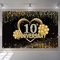 Happy 10th Anniversary Dekoration Banner, 10th Wedding Anniversary Party Supplies Stoff Schild Poster, Schwarz und Gold Hintergrund Dekor Foto Hintergrund Willkommen Schild, 150 cm x 90 cm