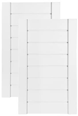 DecoMeister Puertas de Lamas Blancas de Madera Maciza con Tablones Listones Cerrados para Armario Frente de Mueble Imprimado de Dimensiones 294x474 mm Juego de Dos Piezas
