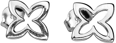 SILBERMOOS Damen Ohrstecker Kleeblatt Blüte Rosette glänzend, 925 Sterling Silber Ohrringe