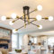 Toolight Industrielle Deckenlampe Vintage, 8-Flammig Metall Deckenleuchte E27, Einstellbar Kronleuchter Gold und Schwarz Pendelleuchte für Schlafzimmer Wohnzimmer Küche, Ø90cm (ohne Glühbirne)