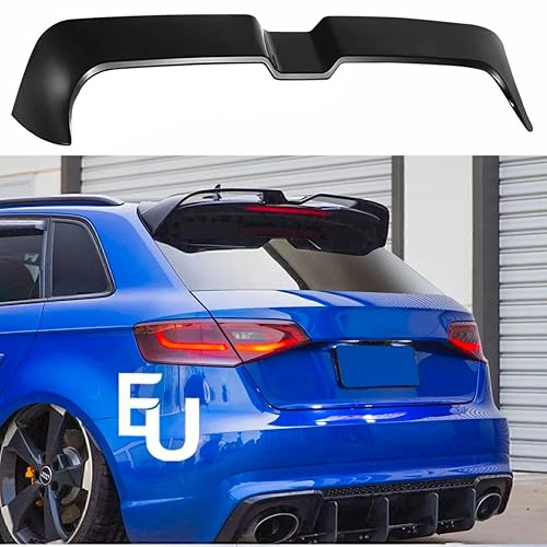 EU Auto Parts Rear Roof Spoiler Compatible with Audi A3/S3/RS3 8V Hatchback (2013-2020) – O Style Gloss Black Boot Wing