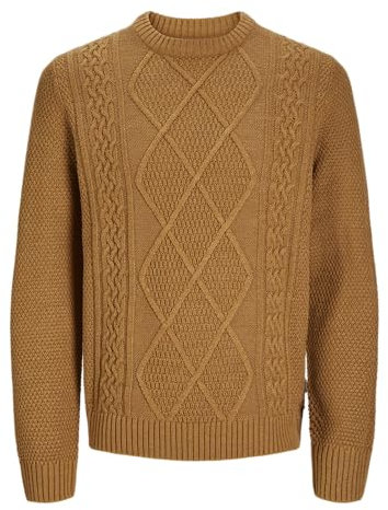 JACK & JONES Jprbludiogo Knit Pack Jersey de Punto, Brown Sugar/Detail:Melange Cable, XL para Hombre