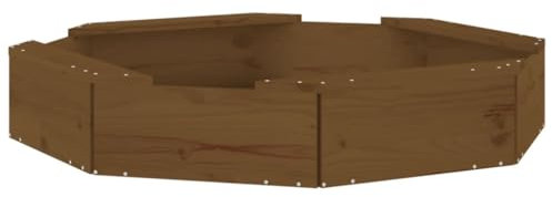 vidaXL Sandkasten, Achteck Sandkiste mit Sitzen, Sandbox mit bodenlosem Design, Holz Spielzeug für Garten Outdoor, Honigbraun Massivholz Kiefer
