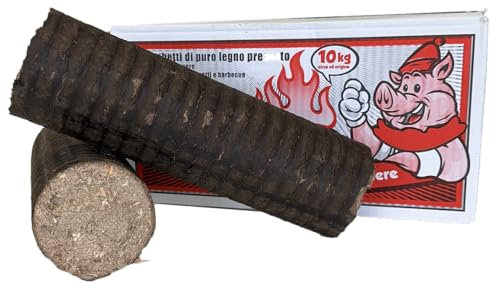 Tronchetti di puro legno pressato 100% Faggio-Rovere scatola 10 kg (2 Scatole)