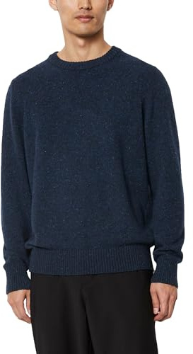 Marc O'Polo Herren Strickpullover mit Rundhalsausschnitt weich, Blau (Dark Navy), XL