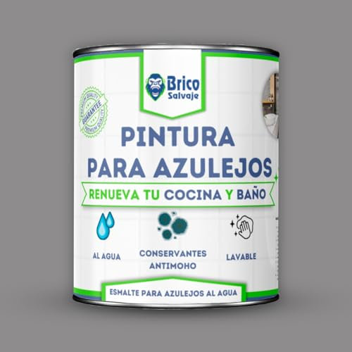 BRICOSALVAJE Pintura para Azulejos Cocina y Baño al Agua MATE | Sin Imprimación | Lavable | Gran dureza (Gris Cálido, 4 Litros)
