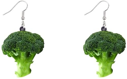 Women's Vegetable Dangle Earrings - Vegetable Earrings Acrylic Broccoli Pendant Jewelry Earrings Anniversary Birthday Boyfriend Women Mother Green