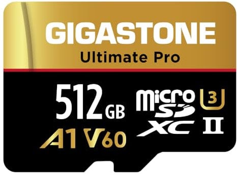 [5 Jahre kostenlose Datenwiederherstellung] GIGASTONE 512GB Micro SD Karte, Ultimate Pro, MicroSDXC Speicherkarte für Kamera, R/W bis zu 280/200 MB/s, UHS-II U3 A1 V60 C10, mit Adapter