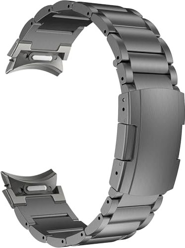 MaKTech Bracelet en Titane pour Samsungg Watch 7 FE,Bracelet en Métal avec Boucle Tortue,pour Samsungg Galaxy Watch 7 FE 6 5 4,40/42/43/44/45/46/47mm (Gris)