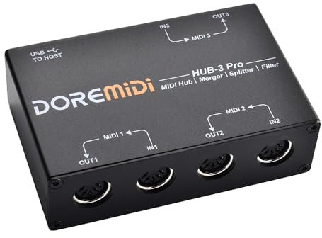 DOREMiDi MIDI HUB-3 Pro box Supporto MIDI Routing Filtraggio Fusione Divisione (HUB-3 Pro)