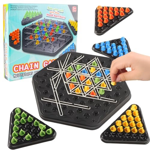 ZIGefofo Juego de Mesa Gomas Triangulos Juego de Ajedrez Triangular Juegos de Cadena Estrategia Juego de Clavijas Triangulares Chain Triangle Game para Niños Adultos y Fiesta Familiar