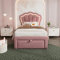 Letto singolo a LED con cassetti, letto imbottito APP-Control LED, rete a doghe e testiera regolabile, telaio del letto per ragazzi in velluto rosa (90 x 200 cm)