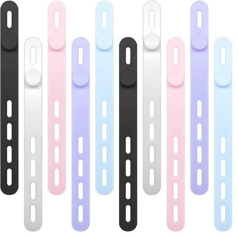 10 Pcs Silicone Cable Ties Zip Ties Reusable Cable Ties Cable Tidy with Lock Buckle Elastic Adjustable Cable Organiser Wire Organiser Wire Ties Cable Tidies Cable Straps for Home Office