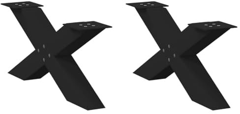 vidaXL Pieds de Table Basse en Forme de X, 2 pièces, Noir, 70 x (30-31) cm, Acier