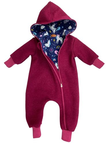 Lilakind“ Baby Kinder Walkloden Overall Beere Einhörner Gr. 74-122 - Made in Germany