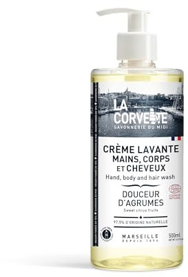 La Corvette - Crème lavante 3 en 1, mains, corps et cheveux Douceur d’Agrumes – 500 ml – COSMOS Natural