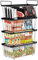 4 Pack Chest Freezer Baskets, Stackable Freezer Organiser with Handles, Freezer Baskets for 198L Sort Frozen Foods, Freezer Organiser, Freezer Storage Boxes Wire Drawers Bins, Easy to Get Items（Black）