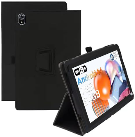 Case for DOOGEE U9 /U10 /U10 Pro, Full Coverage Ultra Slim PU Leather Cover Case Folding Stand Cover with Hand Strap Magnet,Black