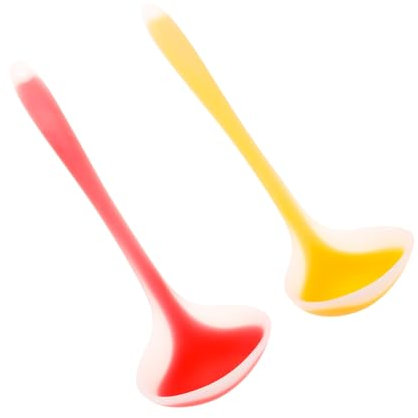 Veemoon 2 Stück-pack Silikon Suppenkellen Halbtransparent Rutschfester Griff Kratzschutz Vielseitige Servierlöffel Zum Kochen