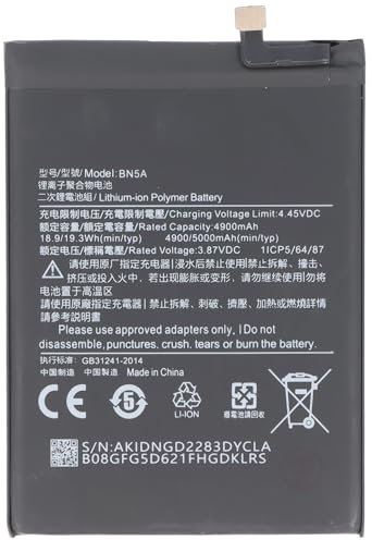Batterie Li-polymère compatible avec Xiaomi Poco M3 Pro 5G, 3,87 V, 5000 mAh, 19,35 Wh, sans outils