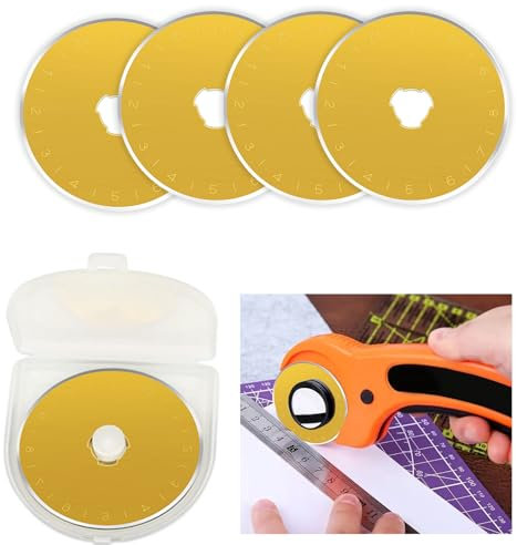 Lot de 5 lames de cutter rotatif avec revêtement en titane, 45 mm, lames de rechange universelles pour Olfa/Fiskars/TrueCut/DAFA, lames de coupe circulaires pour tissu, matelassage, couture