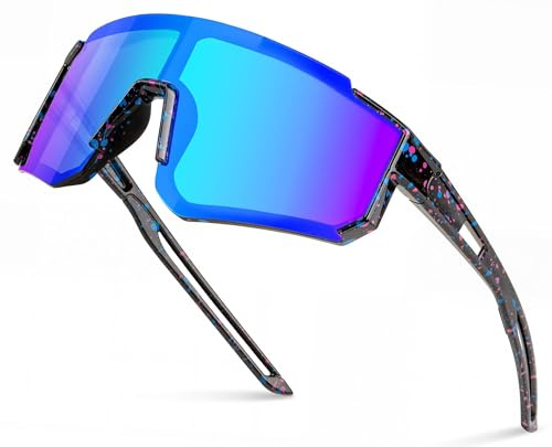 YEAMLTE Sonnenbrille Kinder, Fahrradbrille Kinder, Sport Sonnenbrille Kinder, Sportbrille Kinder UV400 Schutz für Jungen und Mädchen im Freien Sport, Radfahren, Tennis, Laufen (Schwarz)