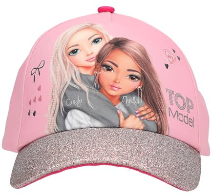 Depesche 13512 TOPModel My BFF - Bedruckte Cap in Rosa, mit Model Motiv und viel Glitzer, Kinder-Mütze mit Größenverstellung