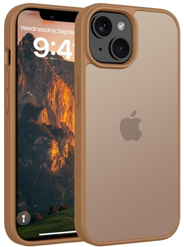 Andwing Matt Hülle für iPhone 13/14 6,1 Zoll Braun | Militärstandard FallSchutz Handyhülle,Mattierte Durchscheinende Rückseite Schutzhülle,Anti-Fingerabdruck Kratzfest Haltbar
