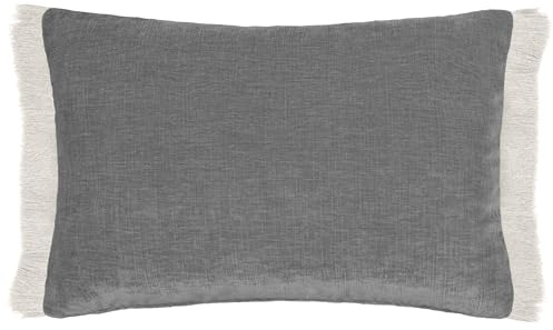 Voyage Maison Isernia Feather Filled Cushion – Luxury Chenille Fringed Edge Decorative Pillow (Dove - 40x60cm)