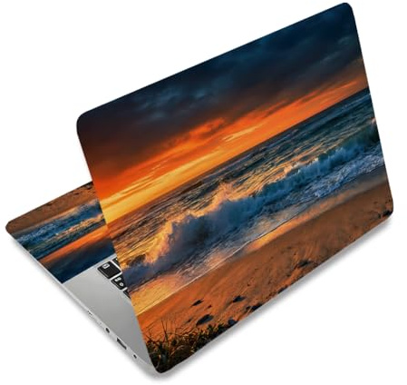 TNKBREEZE 3Pcs Laptop Skin Sticker Decal Sunset Sealine PVC Sticker for Laptop Fits 15 15.6 inch Notebook Waterfroof Beautiful Beach Scenery Art Cover for Computer (38 * 27cm/15 * 11in)