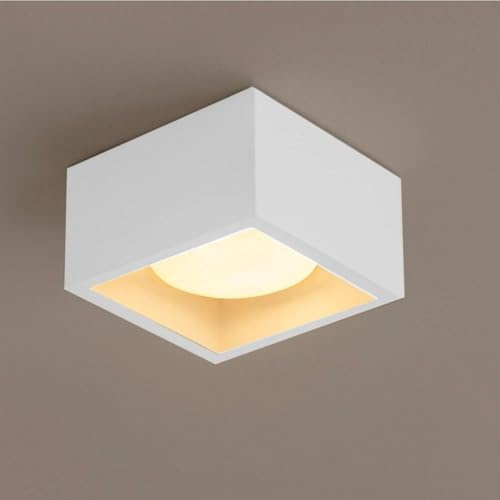 Partenopea Applique quadrato in Gesso Bianco verniciabile plafoniera da soffitto verniciabile con attacco lampadina GX53 max 15W per arredo (1)