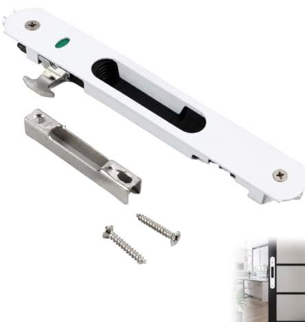 Cerradura de Gancho para Puertas Correderas y Ventanas, Cerradura Lateral para Puertas y Ventanas de Vidrio Templado, Cierre de Seguridad en Acero Inoxidable y Aleación de Zinc (Blanco)