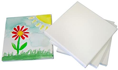 Major Brushes 1 x Primed & Stretched Painting Canvas 6 x 6 (15cm x 15cm) - Contains 1 Canvas