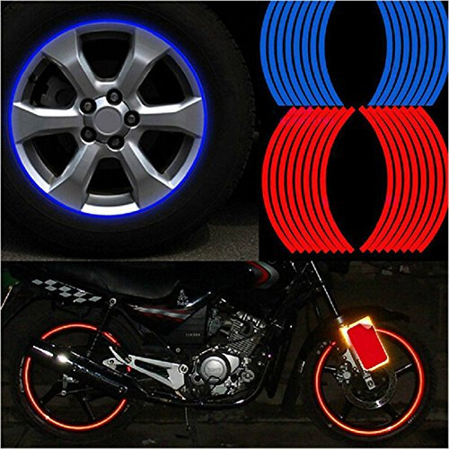 SKS Distribution® 16 PCS Rot Streifen Rad Sticker und Aufkleber 35,6 cm Zoll Reflektierende Felgenband Fahrrad Motorrad Auto Tape Auto Styling