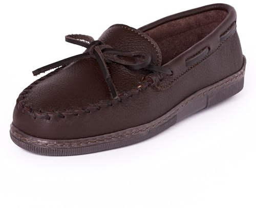 Minnetonka Men's Moosehide Classic Moccasin, Chocolate, 12 M US