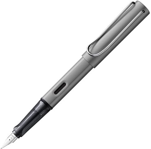 Lamy AL-star graphite Füller – Füllhalter mit ergonomischem Griff & polierter Linkshänder-Stahlfeder (LH) in Strichbreite M – leichtes Aluminiumgehäuse – inkl. Tintenpatrone T 10 blau