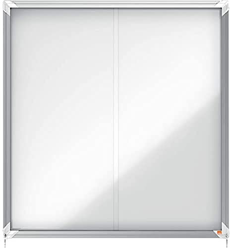 Nobo, Vitrine d'intérieur, Certifiée NF Collectivité et Education, Fond magnétique, 12xA4, 922x967mm, Porte coulissante, Gamme Premium Plus, 1902570