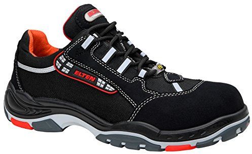 ELTEN Sicherheitsschuhe SENEX ESD S3, Herren, Textil, Kunststoffkappe (leichter als Stahlkappe), leicht, sportlich, Schwarz/Rot, Größe: 45