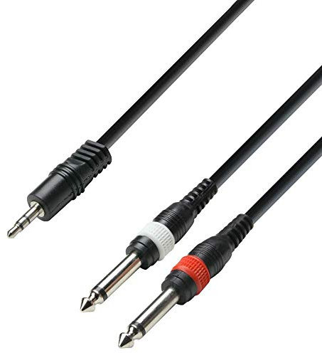 Adam Hall Cables 3 STAR YWPP 0100 Y-Kabel 2 x Klinke TS auf Miniklinke TRS | 1 m