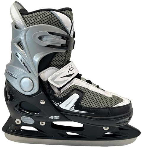 Cox Swain verstellbare Schlittschuhe Push, Eislaufschuhe für Kinder, Jugendliche und Erwachsene bis 100KG, vorgeschliffene Edelstahlkufe, Softboot, Black Gr. S (33-36)