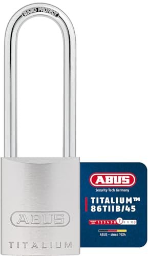 ABUS Titalium-Vorhangschloss 86TIIB/45HB80, Hochbügel ohne Zylinder, 04392