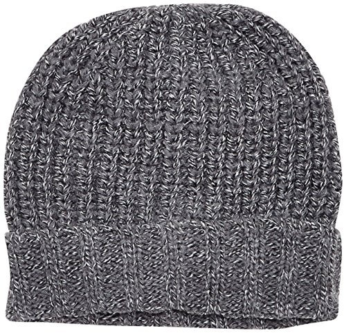 s.Oliver Herren Strickmütze mit Umschlag, Einfarbig, Gr. One size, Grau (grey/black knit 97X1)