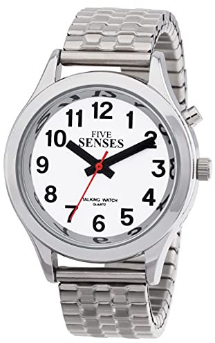 Timechant 5 Senses English Women s Silver-Tone Alarm Low Vision Metal Talking Watch 1156