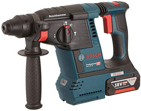 Bosch Professional 18V Akku Bohrhammer GBH 18V-26 (2.6 Joule, SDS plus, KickBack Control, inkl. 2x6.0 Ah Akku, GAL 1880 CV, Staubabsaugung, AMPShare kompatibel, Hammer Bohr, im Werkzeugkoffer)