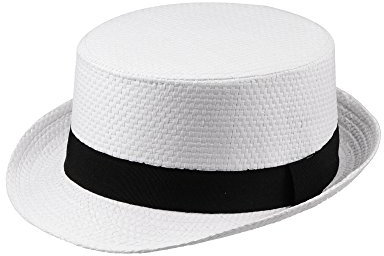 Miuno® Unisex Trilby Hut Herren Damen Partyhut Stroh Fedora Hut (H51086(Weiß))