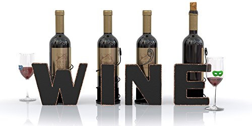 Wine Letter Metal Wine Bottle Holder - All 4 Letters Wine - Decorative Wine Bottle Holders - Gifts for Wine Lovers - by HouseVines