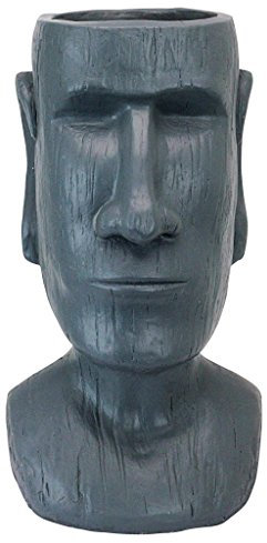 Design Toscano AL1917 Osterinsel, massiver Moai-Kopf als skulpturales Pflanzgefäß, Steingrau, 22.86 x 24.13 x 45.72 cm