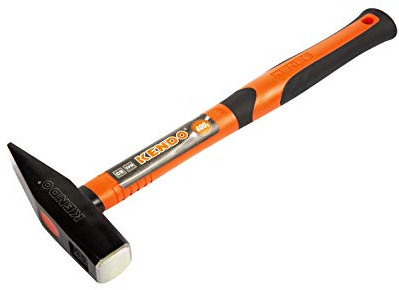KENDO Schlosserhammer 400g | Fiberglasschaft mit weichem ergonomischen Griff |Profi Hammer 400g