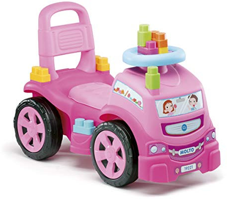 M MOLTO Porteur 3 x 1 Camion Rose avec 10 Blocs